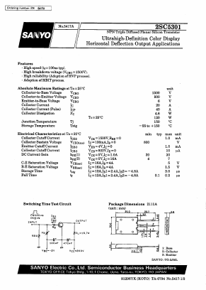 2SC5301 Datasheet PDF SANYO -> Panasonic