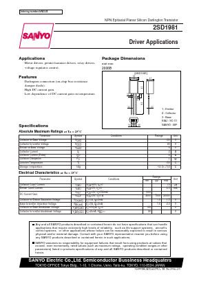 2SD1981 Datasheet PDF SANYO -> Panasonic