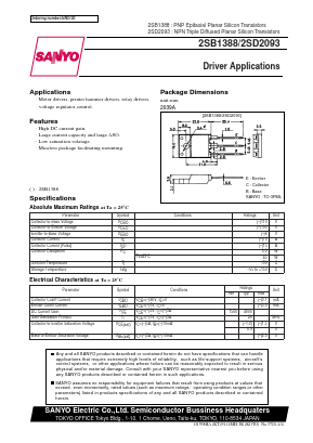 2SB1388 Datasheet PDF SANYO -> Panasonic