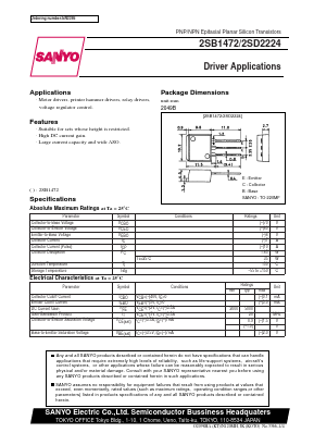 2SB1472 Datasheet PDF SANYO -> Panasonic