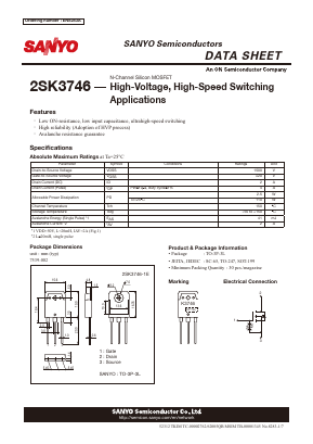 2SK3746-1E Datasheet PDF SANYO -> Panasonic