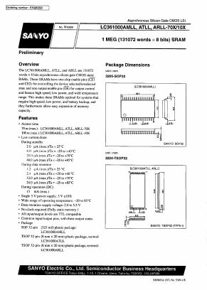 LC361000AMLL-10X Datasheet PDF SANYO -> Panasonic
