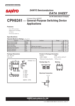 CPH6341 Datasheet PDF SANYO -> Panasonic