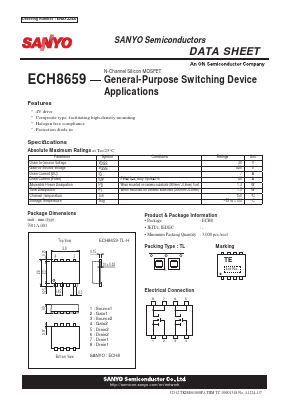 ECH8659 Datasheet PDF SANYO -> Panasonic