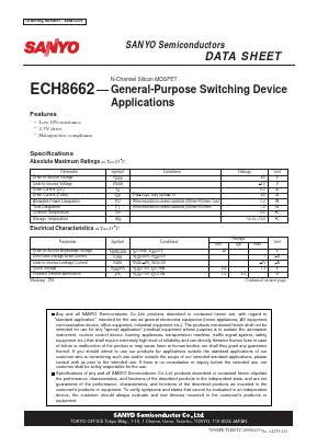 ECH8662 Datasheet PDF SANYO -> Panasonic