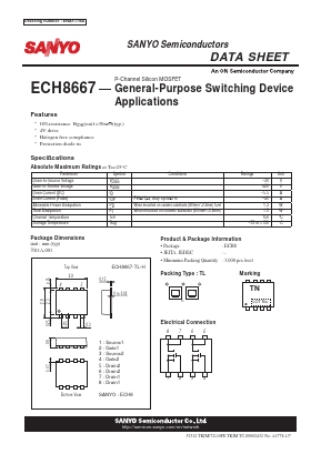 ECH8667 Datasheet PDF SANYO -> Panasonic