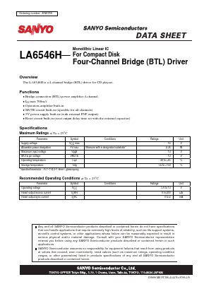 LA6546H Datasheet PDF SANYO -> Panasonic