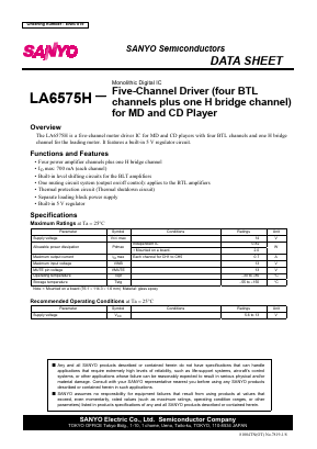 LA6575H Datasheet PDF SANYO -> Panasonic