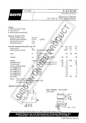 LA7018 Datasheet PDF SANYO -> Panasonic
