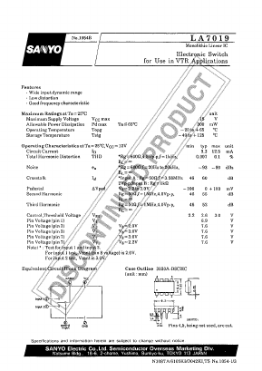 LA7019 Datasheet PDF SANYO -> Panasonic