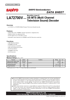 LA72700V Datasheet PDF SANYO -> Panasonic