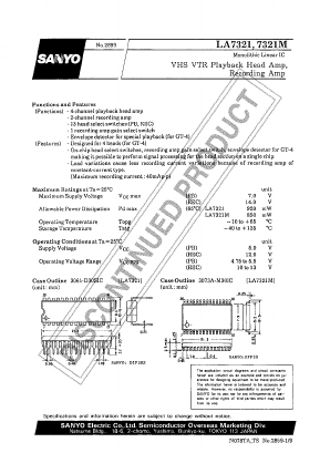 LA7321 Datasheet PDF SANYO -> Panasonic