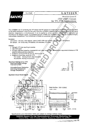 LA7520N Datasheet PDF SANYO -> Panasonic