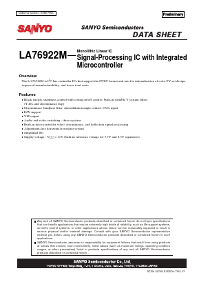 LA76922M Datasheet PDF SANYO -> Panasonic