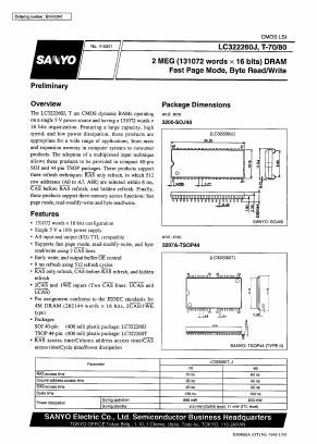 LC322260T-70 Datasheet PDF SANYO -> Panasonic