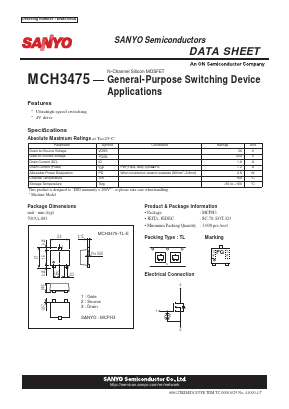 MCH3475-TL-E Datasheet PDF SANYO -> Panasonic