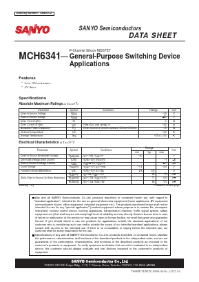 MCH6341 Datasheet PDF SANYO -> Panasonic