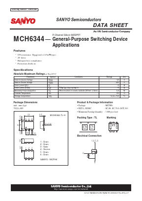 MCH6344 Datasheet PDF SANYO -> Panasonic