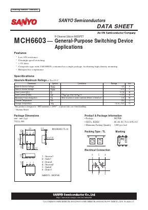 MCH6603 Datasheet PDF SANYO -> Panasonic
