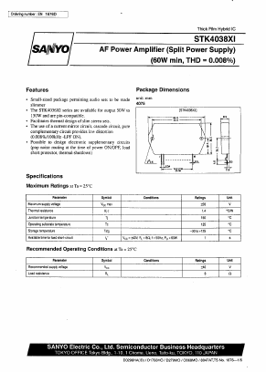 STK4038XI Datasheet PDF SANYO -> Panasonic