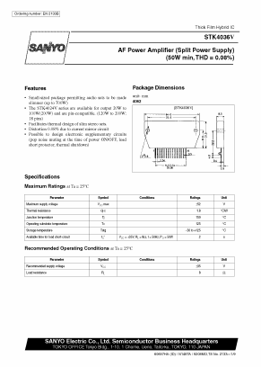 STK4036V Datasheet PDF SANYO -> Panasonic