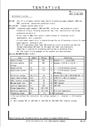 STK621-018 Datasheet PDF SANYO -> Panasonic