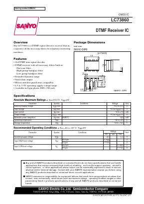 LC73860 Datasheet PDF SANYO -> Panasonic