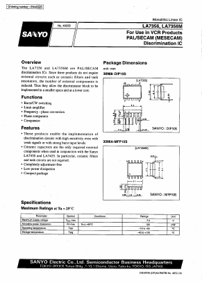 LA7356 Datasheet PDF SANYO -> Panasonic