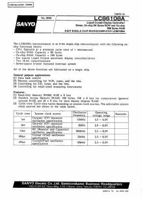 LC86108A Datasheet PDF SANYO -> Panasonic