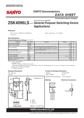 2SK4096LS Datasheet PDF SANYO -> Panasonic