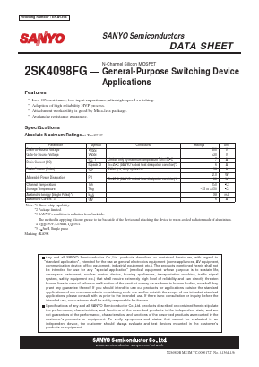 2SK4098FG Datasheet PDF SANYO -> Panasonic