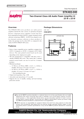 STK402-40 Datasheet PDF SANYO -> Panasonic