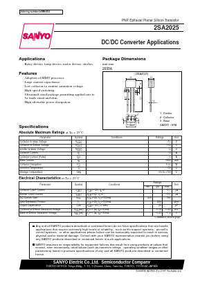 2SA2025 Datasheet PDF SANYO -> Panasonic