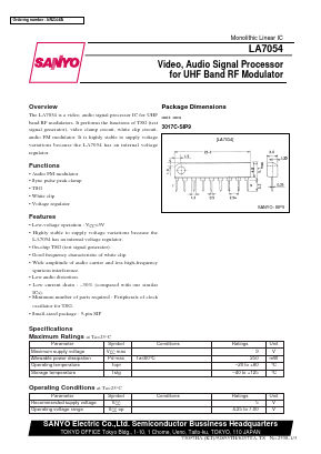 LA7054 Datasheet PDF SANYO -> Panasonic
