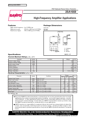 2SA1669 Datasheet PDF SANYO -> Panasonic