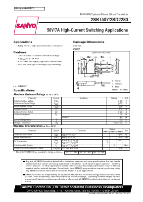 2SB1507 Datasheet PDF SANYO -> Panasonic