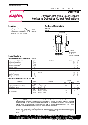 2SC5238 Datasheet PDF SANYO -> Panasonic