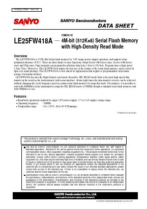 LE25FW418A Datasheet PDF SANYO -> Panasonic