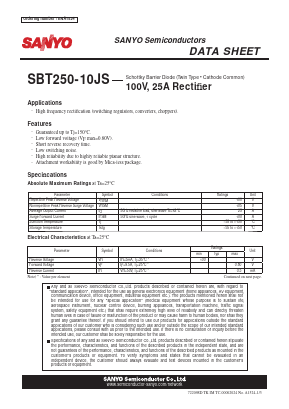 SBT250-10JS Datasheet PDF SANYO -> Panasonic