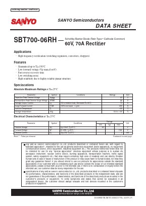 SBT700-06RH Datasheet PDF SANYO -> Panasonic