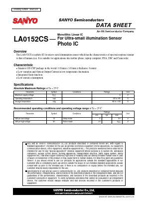 LA0152CS Datasheet PDF SANYO -> Panasonic