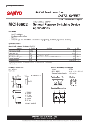 MCH6602-TL-E Datasheet PDF SANYO -> Panasonic