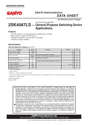 2SK4087LS Datasheet PDF SANYO -> Panasonic