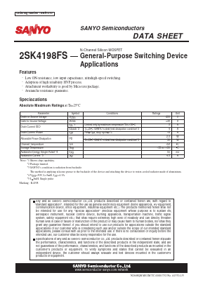 2SK4198FS Datasheet PDF SANYO -> Panasonic