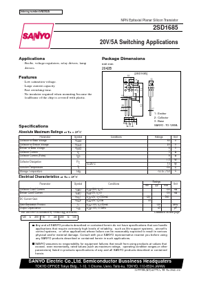 2SD1685 Datasheet PDF SANYO -> Panasonic