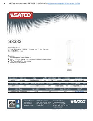S8333 Datasheet PDF Satco Products, Inc.