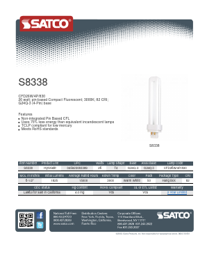 S8338 Datasheet PDF Satco Products, Inc.