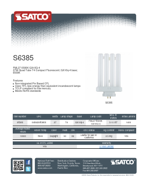 S6385 Datasheet PDF Satco Products, Inc.
