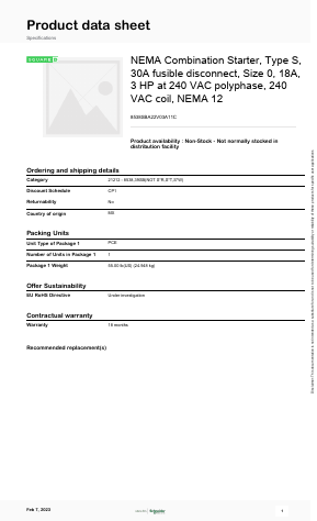 8538SBA22V03A11C Datasheet PDF Schneider Electric