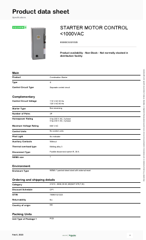 8538SCG32V02S Datasheet PDF Schneider Electric